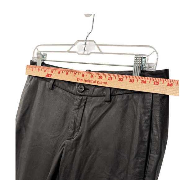 Nili Lotan 6 Lambskin Leather $1295 Straight Leg Tel Aviv Pants Paris Black NEW - Picture 7 of 13